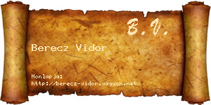 Berecz Vidor névjegykártya